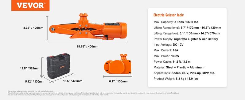 Product Introduction of VEVOR 12 in 1 Electric Car Jack Set, Max 5 Ton/11023 LBS Hydraulic Jack with Electric Impact Wrench, Built-in Inflatable Pump and LED Light, Portable Car Lift for SUV MPV Sedan Truck Change Tires Garage Repair 10