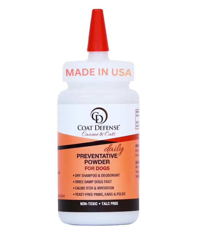 Daily Preventative Powder | Made in USA | 4.2oz Precision Point Waterless Dog Shampoo & Pet Deodorizer for Smelly Dogs | Provides Anti Itch Relief | Dog Shampoo for Dry Itchy Skin