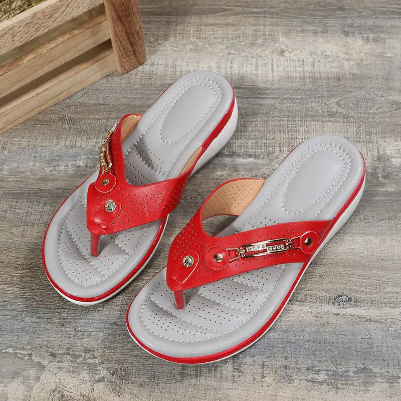 [Beach Casual Shoes] Women's Flip-Flops, Easy-To-Wear Wedge Sandals, Women's Open-Heeled Beach Casual Shoes, Suitable Daily Wear, Suitable Both Indoor And Outdoor Weara