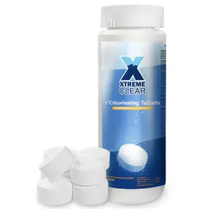 XtremeClear Stabilized Slow-Release Chlorine Tabs, 1.5lbs Swimming Pool & Spa Hot Tub Water Clarity Cleaner, HTH Pool Supply, Two Bottles
