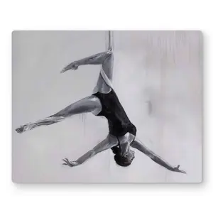 Begin Home Decor C1MP1620Q3YFT0 16 x 20 in. Dancer On Aerial Silks Wall Art - White Monochrome Metal Print Decor