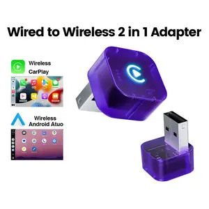 2 in 1 Wireless CarPlay Adapter Android Auto, 5GHz WiFi, Plug & Play, Auto-Connect, Low Latency, USB-A USB-C, iOS Android Compatible mini size android-fast connection