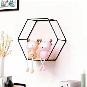 North European Style Wall Storage Rack, Creative Hexagonal Metal Wall Mount Organizer, Living Room Bookshelf Dormitory Decor