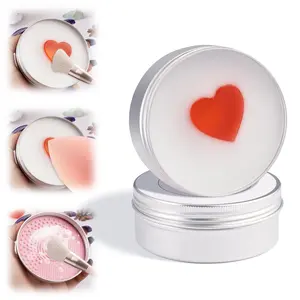 Makeup Brush Cleaner Soap with Silicone Mat, Deeply Cleans Waterproof Makeup for Synthetic & Natural Brushes & Sponges – Vegan, Cruelty-Free & Easy-Rinse, Peach-Oolong Scent (1.77oz)