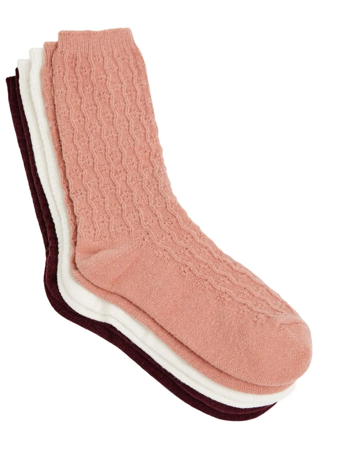 Boot Barn Women's Women'S Cozy Luxe Textured Socks 3 Pack - Bbaho25sk6-Pnk