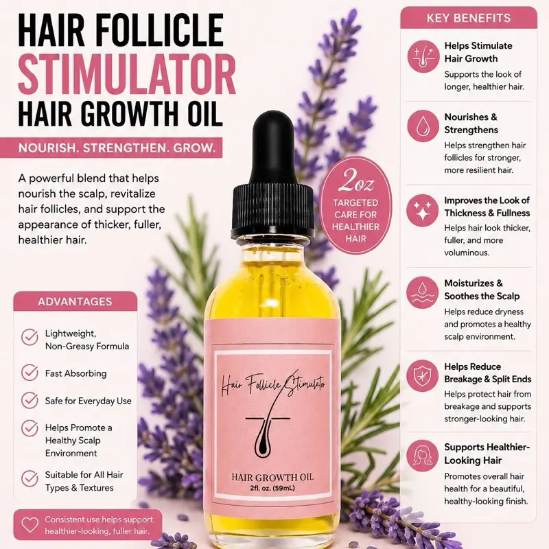 Hair Follicle Stimulator, Hair Growth Oil, Rosemary 2oz Hair Follicle Stimulator, Hair Growth Oil, Rosemary 2oz