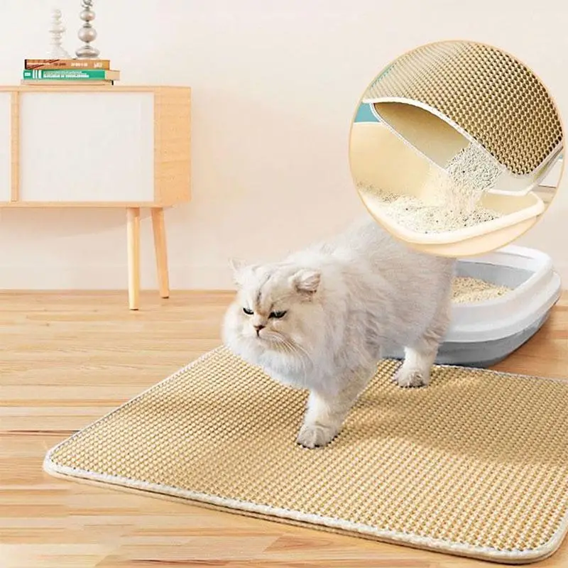 Double Layer Cat Litter Mat, Washable Pet Litter Mat for Indoor, Cat Litter Tray Mat, Pet Supplies for Small Medium Large Cat