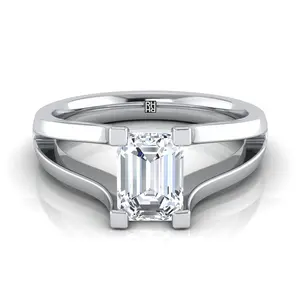 The Lorelei Solitaire Engagement Ring Setting for Emerald Cut Diamonds in Platinum