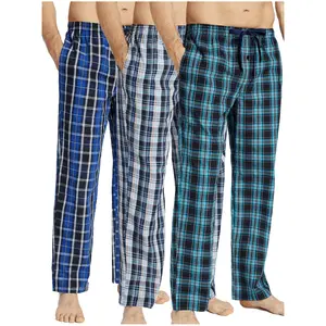 【JupiterSecret】3PCS Men's Soft Plaid Sleep & Lounge Pants with Pockets Premium