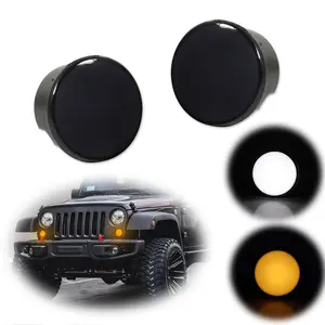 2pcs Smoke Switchback LED Front Turn Signal lamps Lights DRL For 2007 2008 2009 2010 2011 2012 2013 2014 2015 2016 2017 Jeep Wrangler JK,Replace OEM 68200290AA, 68200291AA, 55077885AD, 55077884AD, CH2530103, CH2531103, CH2526103, CH2527103