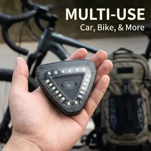 Solar LED Triangle Light for Motorcycle Scooter ATV, No Wiring Required, USB Rechargeable, ABS Exterior Light Accessory