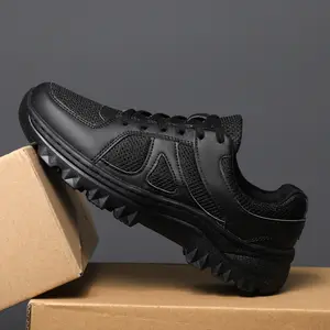 Men's black training shoes, ultra-light breathable outdoor running shoes, non-slip soft-soled security and rescue shoes