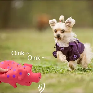 Natural Latex Squeaky Pig Dog Toy, Polka Dot Bristle Design, Suitable for Small Medium Large Dogs, Indoor Outdoor Play, 1 Piece, Puppy