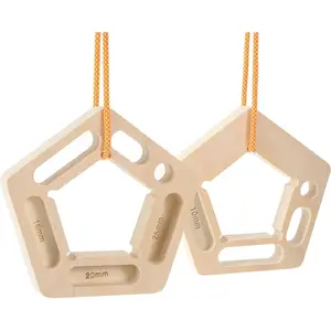 2 Pack Portable Hangboard Rock Climbing Hang Holds Climbing Fingerboard for Indoor and Outdoor Bouldering, Finger Strength, Arm Workout and Pull-up Training (Pentagon)