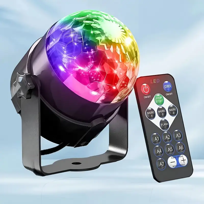 Motion Sensor Disco Light Disco Party Light Sound Controlled RGB Disco Ball Light with Remote Control Color Changing LED