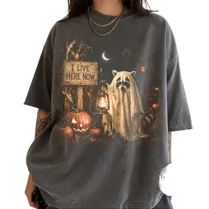Comfort color Raccoon Shirt, Funny Ghost Raccoon Graphic Tee, Spooky Halloween Apparel, Halloweeen Raccoon Tee- Halow Store