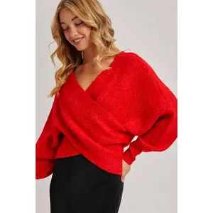 WRAP CROSSOVER KNIT SWEATER PULLOVER