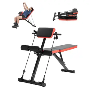 VEVOR Multi-Functional Weight Bench for Full Body Workout, Roman Chair Hyperextension Bench, 770 lbs Adjustable Foldable Equipment for Back Arm Core Ab Workout, Sit Up Exercise Machine for Home Gym