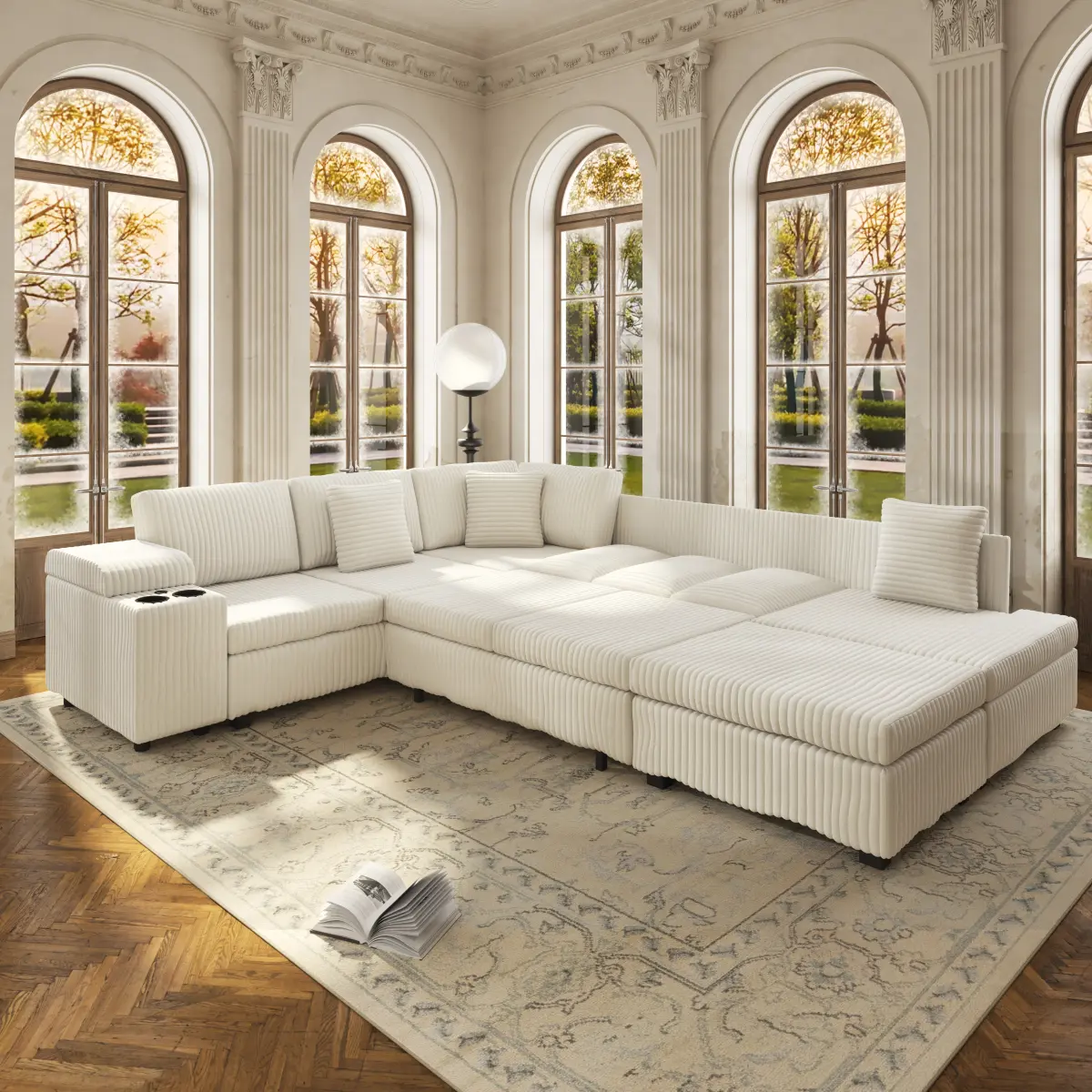Aobtkel 110.2in L-Shaped Velvet Convertible Daybed Sofa - No Frame, Iron & Plastic Modern Furniture Comfy Couch with USB Charging Ports, Recliner for Living Room (Living Room Inspo)