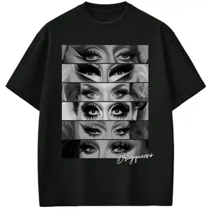 Iconic Drag Queen Eyes Makeup Graphic Tee, Look of Love RuPaul's Drag Race Fan Merch, LGBTQ+ Pride Streetwear Unisex Oversized Streetwear Hoodie T-Shirt