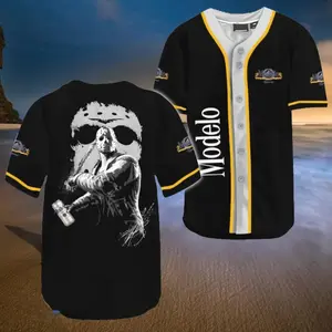 Horror Jason Voorhees Modelo Beer 3D Baseball Jersey, Jersey Lover Beer, Beer Baseball Shirt, Baseball Jersey Shirt, Beer Lover Shirt