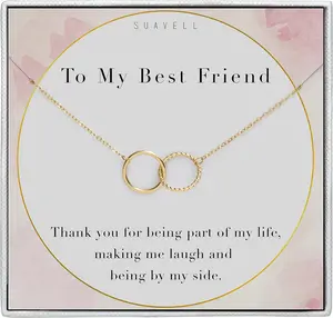 Best Friend Necklaces: Interlocking Circle Open Circle Ster Sterling Silver Chain Necklaces, Friendship Gifts, Birthday Gift Ideas