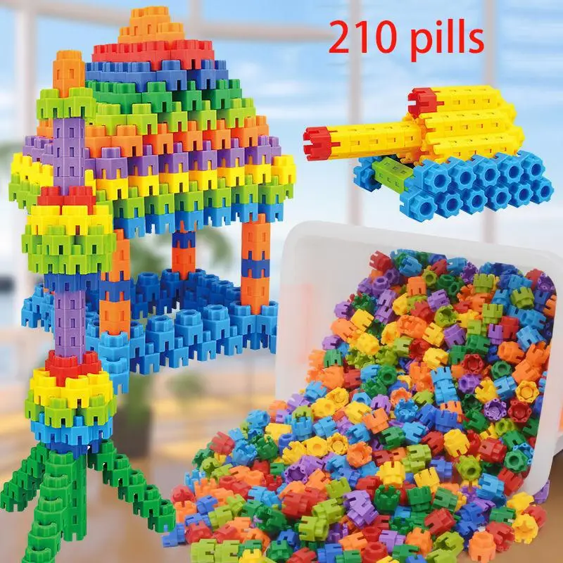 Hexagonal DIY Building Blocks, 210pcs/bag Large Plastic Assembly Toy, Educationa DIY Assembly Toy, Enriching Teenager's Image, Gift
