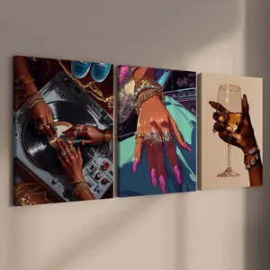 3 count wooden frame canvas, Stylish women's Life pattern poster, vintage figure art, exquisite mural, stylish bedroom decoration, Modern Abstract Design home Decoration, Living room and corridor wall Decoration, HD, waterproof, art