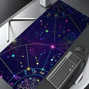 Colorful Galaxy Constellation Large Gaming Mouse Pad, Office Desk Accessories Non-Slip Rubber Base Stitched Edge Desk Pad For Desk Laptop Desktop For Home Office Game Gift for Friends Women, Gaming Desk Accessory
