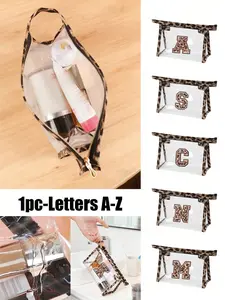 Transparent Leopard Print Makeup Bag, Essential Travel Toiletry Pouch, Zipper Closure for Cosmetics, Ideal Gift for Women, Cosmetics Organizer