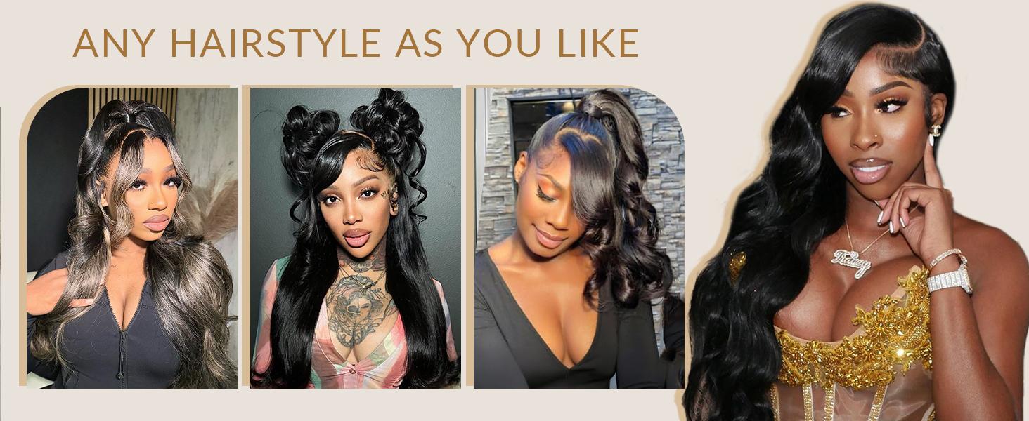 Tuneful 13x6 Body Wave Lace Front Wigs Human Hair Pre Plucked 180 Density Virgin Human Wig HD Transparent Lace Frontal Wigs Human Hair for Women