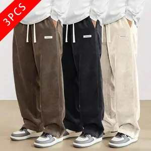 3-Pack Men’s Vintage Corduroy Casual Pants, Loose Straight Cut, New for Spring/Autumn