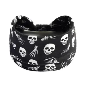 Women's Polyester Sports Elastic Headband - Halloween Skull, Pumpkin, Spider Decorations, Vintage Bohemian Style, Knotted Headscarf Hair Accessory, 15x24cm Elastic Bands, Decoration Type Party Gift
