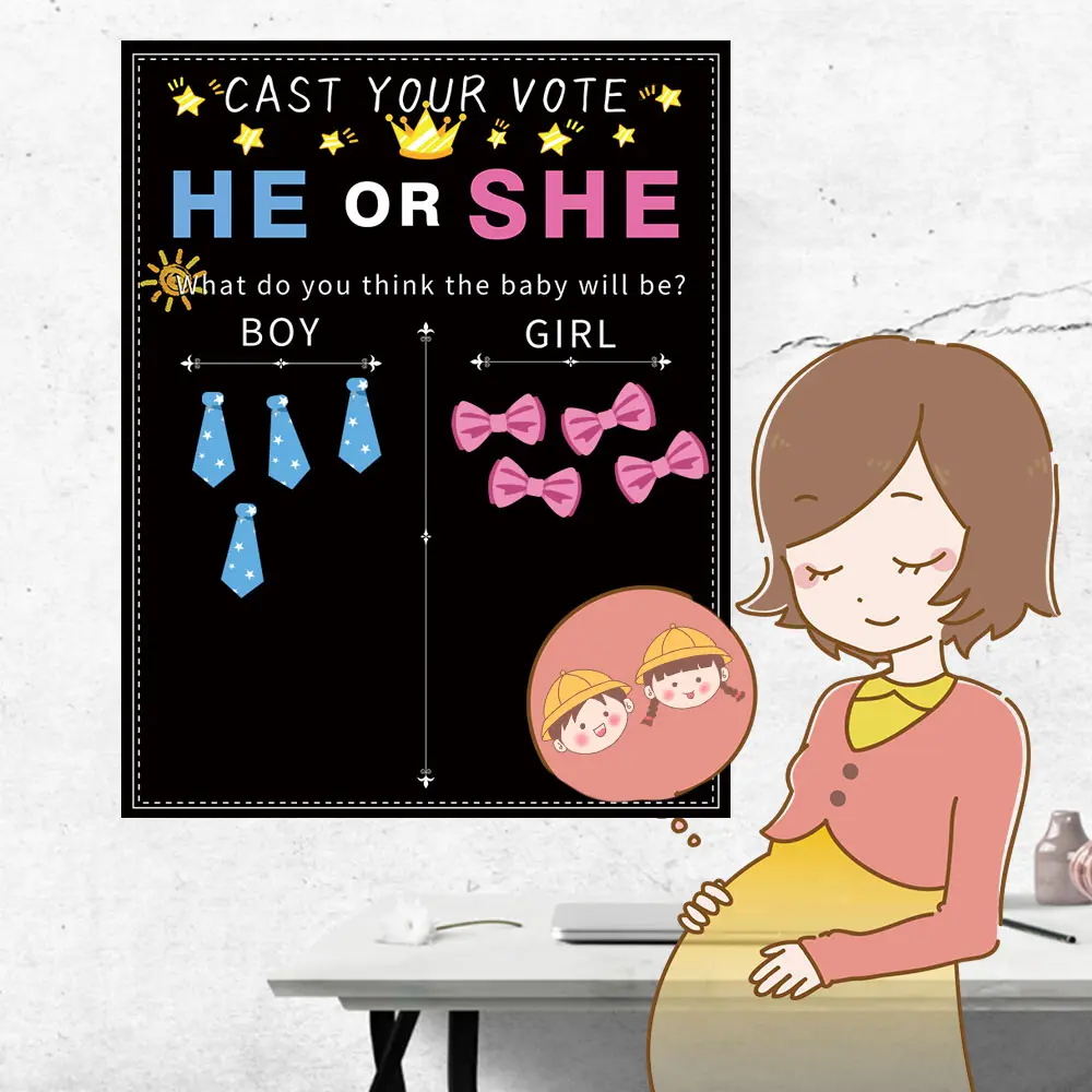 Gender Reveal Decorations, Gender Reveal ideas voting board, orgainze Boys or Girls Gender Reveal Games For Guests and supply Gender Reveal Decor for Party Games