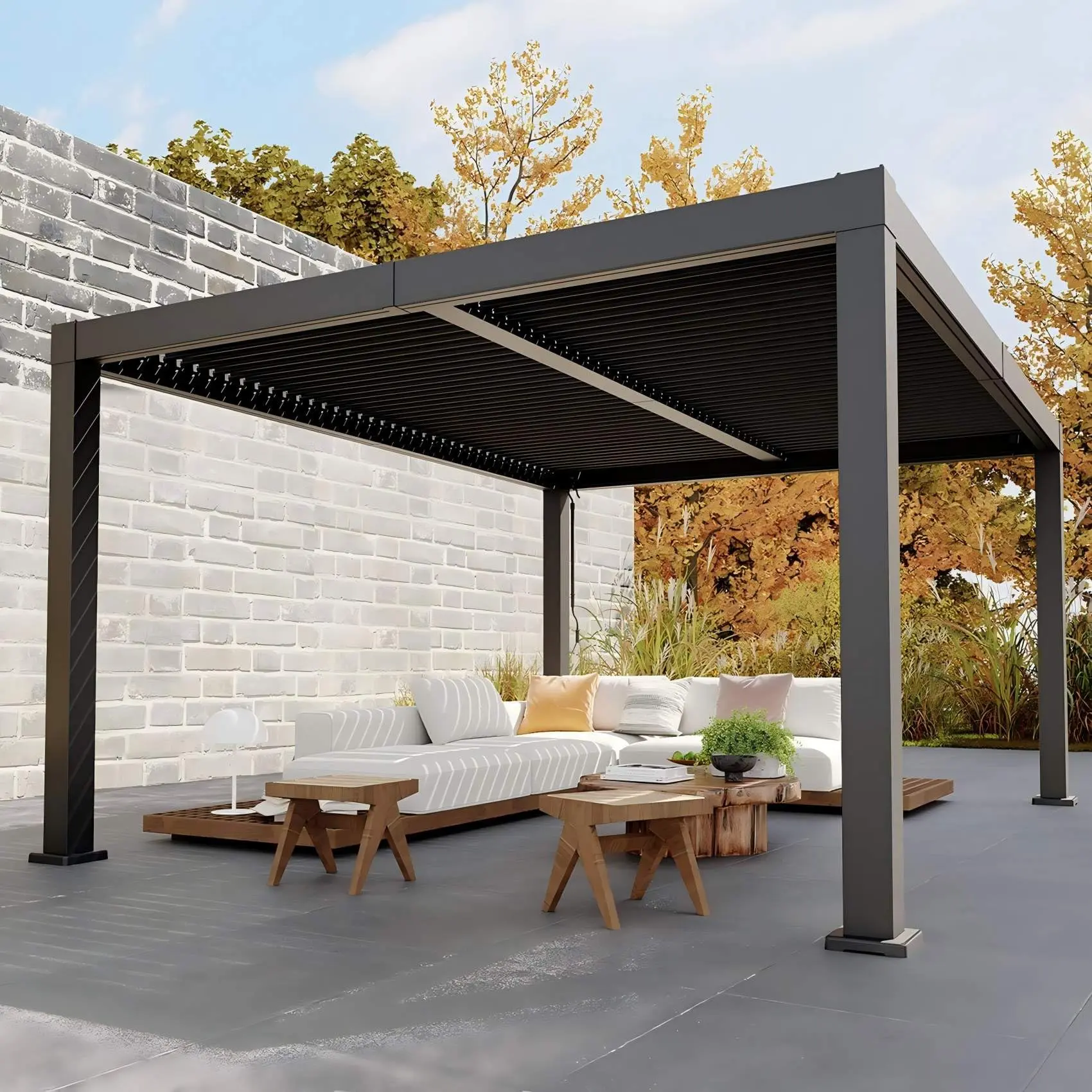 12' x 16' All-Aluminum Metal Louvered Pergola - Adjustable Roof, No-Drip Drainage System, Reinforced Hardtop Gazebo - Waterproof, UV Damage & Corrosion Resistant, Year-Round Durability - Gazebo for Backyard, Deck, Ideal for Patio, Outdoor Shade Solutions
