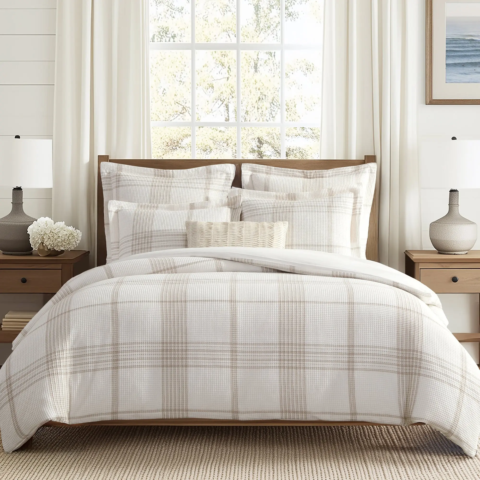 Waffle Plaid Duvet Cover Set