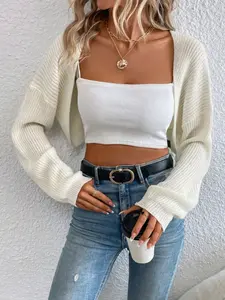 Women's Short Knit Cardigan, Casual Minimalist Design, Perfect for Fall & Winter Daily Everyday Wear, Soft Comfortable Fabric