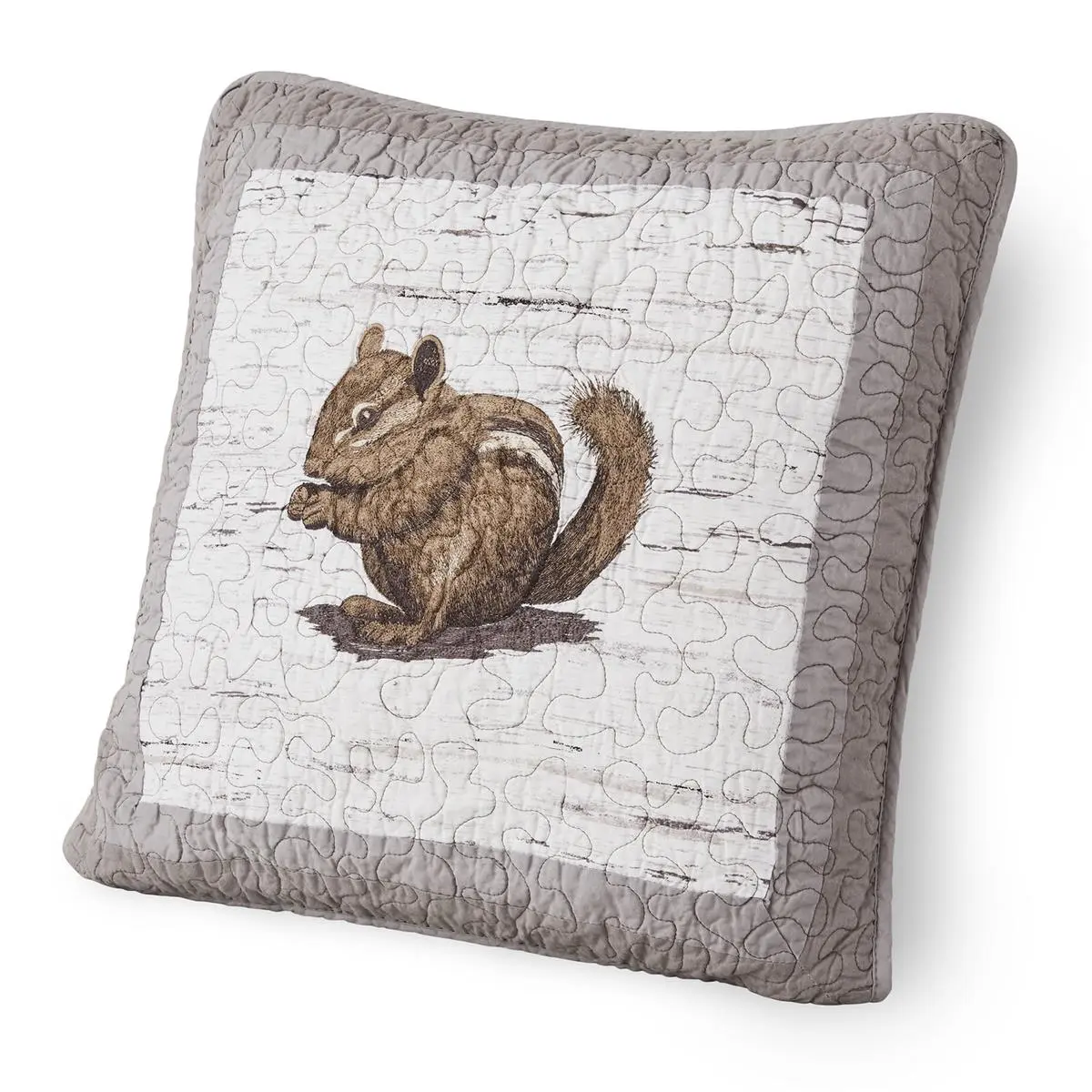 American Heritage Textiles 86115 18 x 18 in. Birch Forest Chipmunk Decorative Pillow, Multi Color
