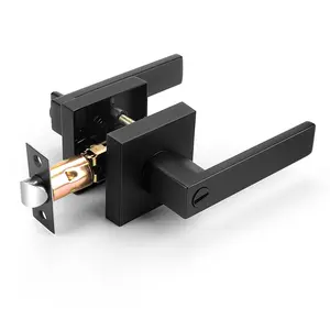 Door Handle Privacy lock for Bedroom or Bathroom, Matte Black Heavy Duty Flat Door Handles,keyless Entry Door Locks, Room Door Accessories