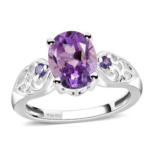 Amethyst Rings for Women in 925 Sterling Silver Amethyst Rings - Cubic Zirconia CZ Crystal - Engagement Jewelry for Women - Ctw 1.85 - Birthday Anniversary Weddings Christmas Gifts for Womens