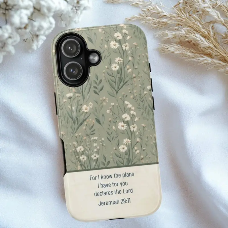 Christian Bible Verse Durable Shockproof Polycarbonate Smartphone Case - Jeremiah 29:11 "For I know the plans I have for you" - Protection Casing, Accessory Compatible with iPhone 11,12,13,14,15,16,17 Pro,Max,Air,Plus