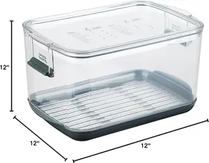 Prepworks ProKeeper Food Fresh Produce Storage Container Set - 5-Piece Clear Containers with Gray Sealed Tight Lids - Racks, Organiser