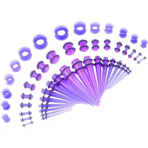 50 Pcs 14G-00G Ear Stretching Kit Acrylic Tapers Plugs Silicone Tunnels Gauges Expander Set Body Piercing Jewelry…