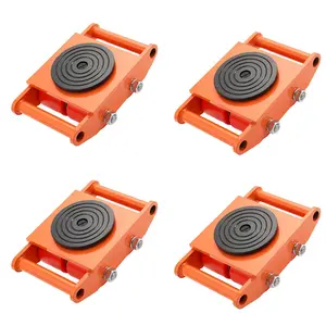 Heavy Duty 8 Ton Industrial Skate Dolly, 4 PCs, 4 PU Wheel Machine Mover with 360° Swivel Casters & Non-Slip Tray, Rugged Steel Construction for Equipment, Pallets, Jobsite Boxes, Factories, Warehouse