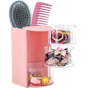 Rotating Multi-Layer Transparent Storage Box, Dust-Proof Plastic Organizer, Desktop Cosmetics Holder, Cosmetic Drawers, Ideal for Hairbrushes, Jewelry, Makeup