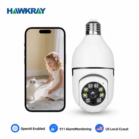 Hawkray 4MP Light Bulb Security Camera - Light Bulb Camera for Monitoring & Safety, 2.4GHz Wi-Fi, E27 Socket Easy Installation, AI Motion Tracking, 2-Way Audio, HD Night Vision (App Setup Required),techvibes
