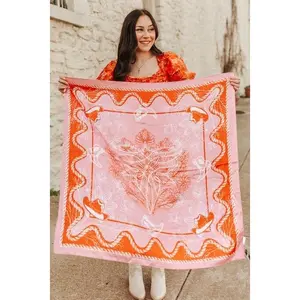 Pink Red Bootstitch Printed Wild Rag