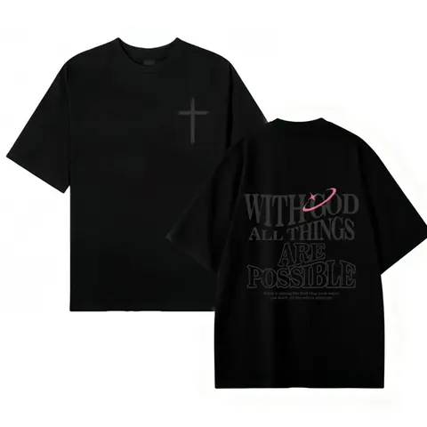 Men's Loose Round Neck Shortsleeve Sports T-Shirt Top, Matthew 26:41 Biblical God-Focused Message, Faith-Forward Menswear, Black White Lettering Print, High-Quality Summer Casual Fabric, Sports Wear Gift
