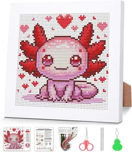 Cross Stitch Kits for Beginners,Salamander Stamped Cross Stitch for Adults with Framed,Crafts for Girls 8-12 Embroidery Kit Partial 11CT Cross-Stitch Arts and Crafts for Adults 6.7x6.7inch
