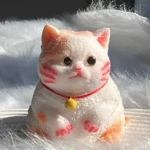 1PC Big Kitty Cat Taba Silicone Fuzzy Super Big Cat Kitten Handmade Squeeze Toy Mochi Toy Hand Relax Stress Release Gift